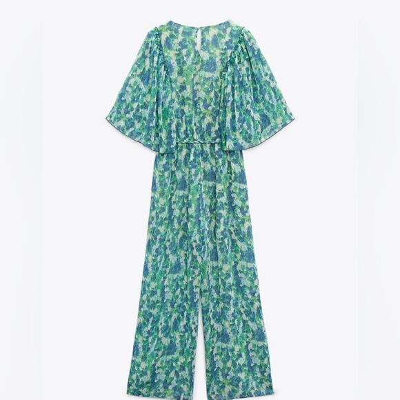 ZARA FLUID PRINTED LONG JUMPSUIT - Picture 3 of 9